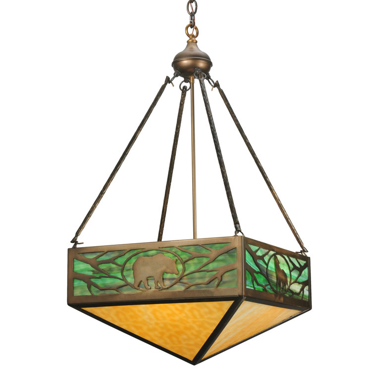 Bronze and Glass 4-Light Inverted Pendant