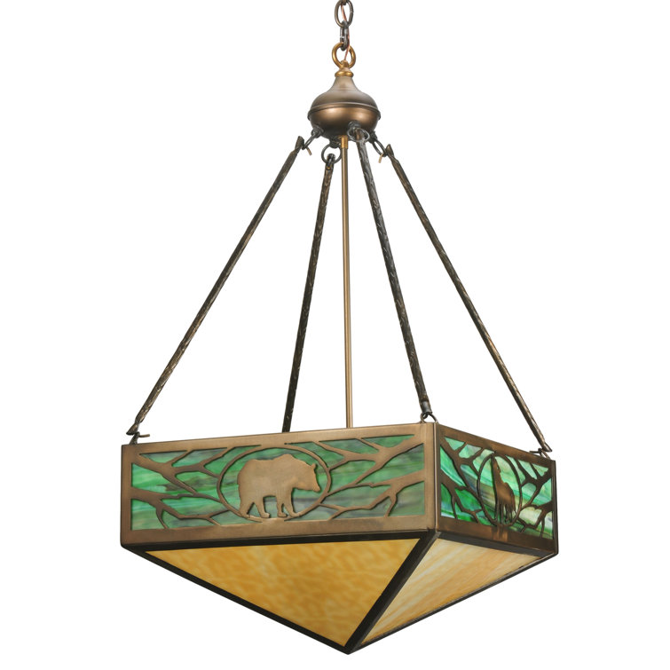 Bronze and Glass 4-Light Inverted Pendant