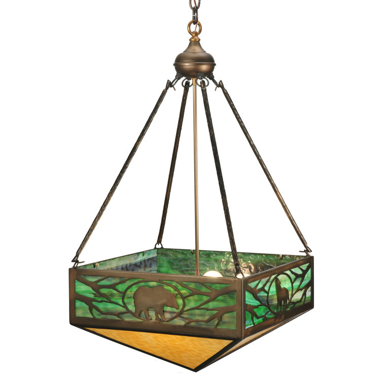 Bronze and Glass 4-Light Inverted Pendant