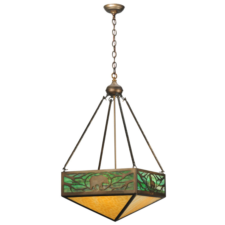 Bronze and Glass 4-Light Inverted Pendant