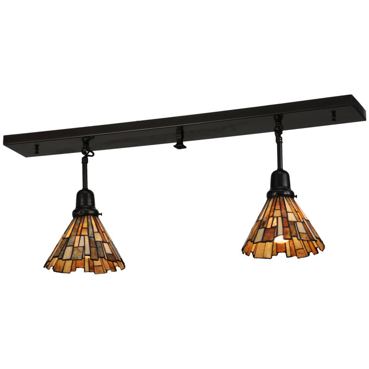 Craftsman Brown Glass 2-Light Energy Star Kitchen Island Pendant