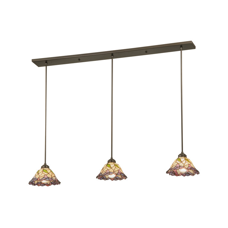Eco-Friendly 3-Light Glass Kitchen Island Pendant in Brown