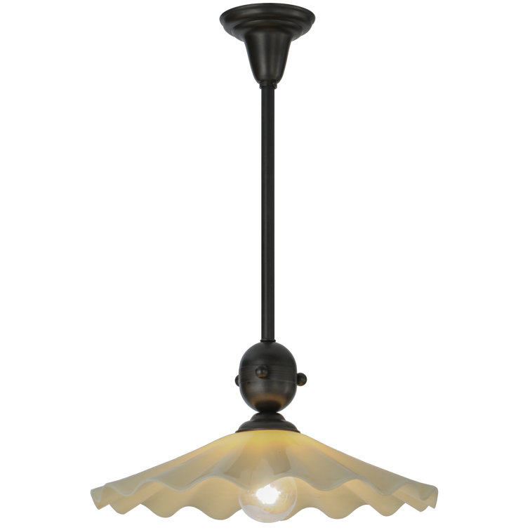 Galatia Scalloped Almond Glass 18" Craftsman Brown LED Pendant