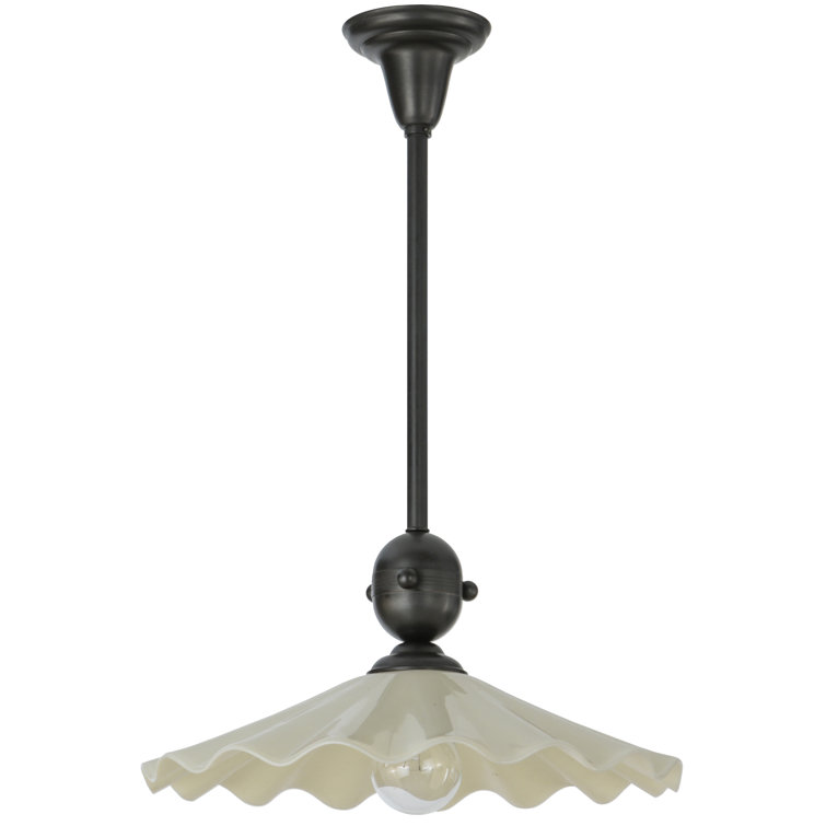 Galatia Scalloped Almond Glass 18" Craftsman Brown LED Pendant