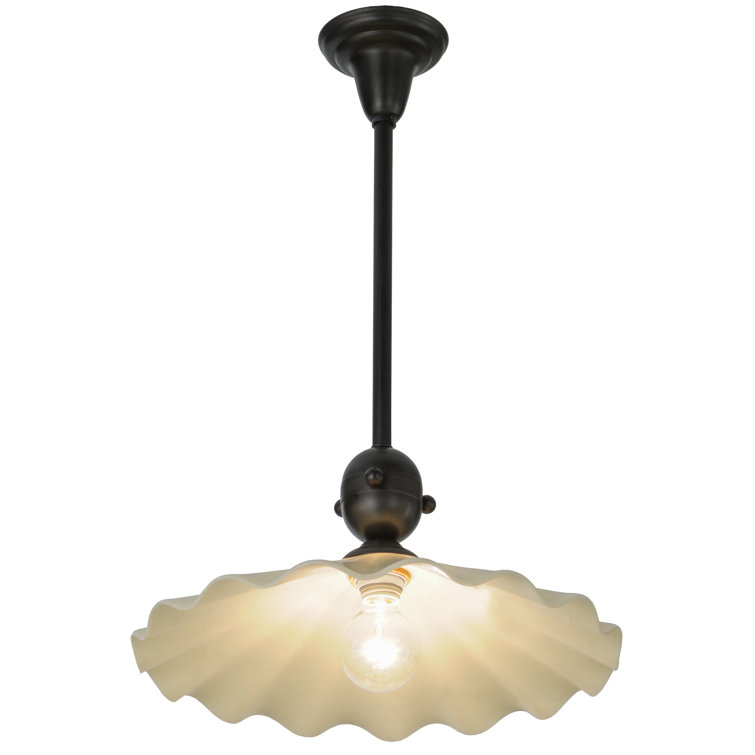 Galatia Scalloped Almond Glass 18" Craftsman Brown LED Pendant