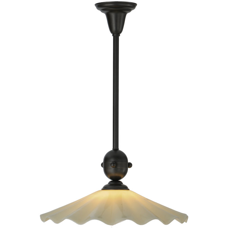 Galatia Scalloped Almond Glass 18" Craftsman Brown LED Pendant