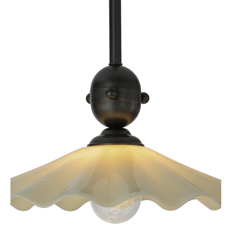 Galatia Scalloped Almond Glass 18" Craftsman Brown LED Pendant
