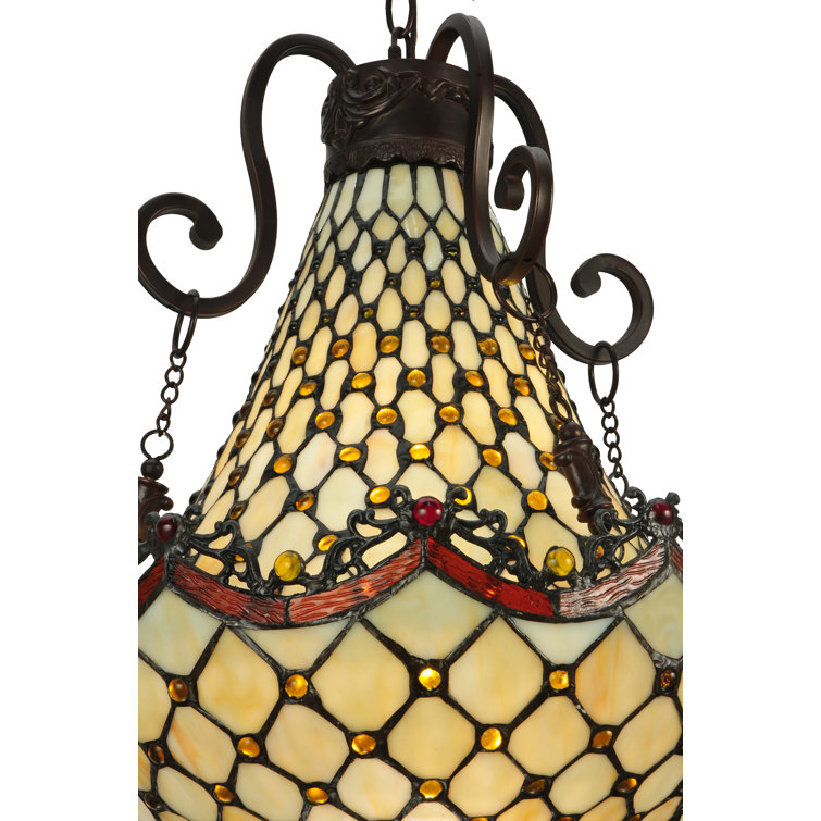 Elegant 16" Bronze & Glass 5-Light Empire Chandelier with Jewel Accents