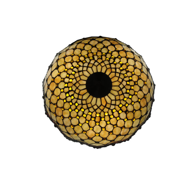 Elegant Amber Jewel & Beige Glass 3-Light Mahogany Bronze Pendant