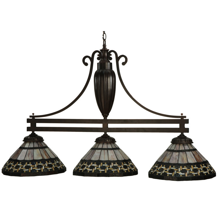 Ilona 3-Light Bronze Island Pendant with Honey and Beige Knotwork
