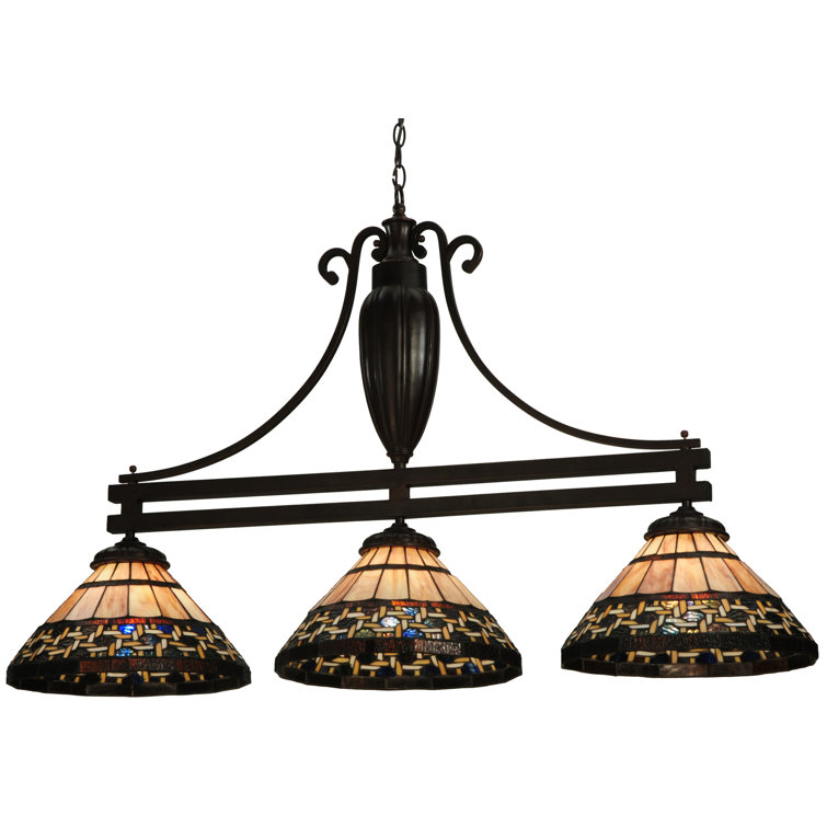 Ilona 3-Light Bronze Island Pendant with Honey and Beige Knotwork