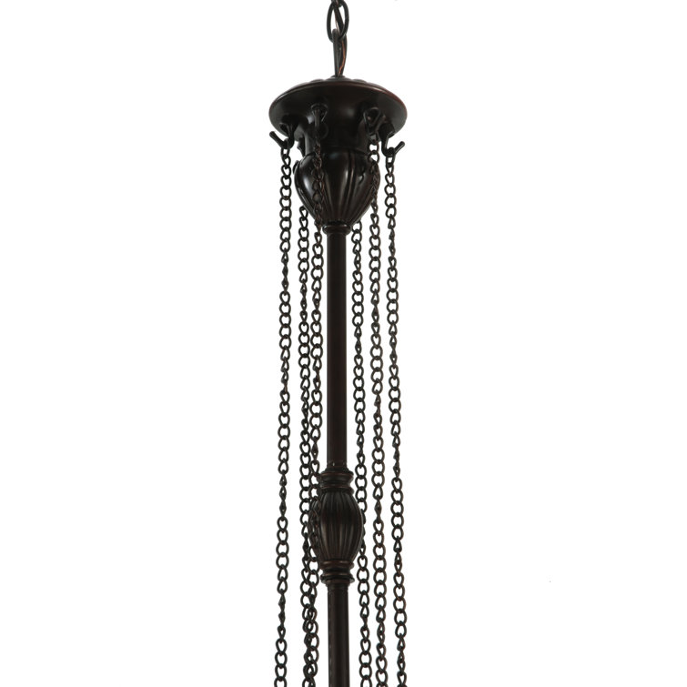 Brown Stained Glass 6-Light Pendant with Chains