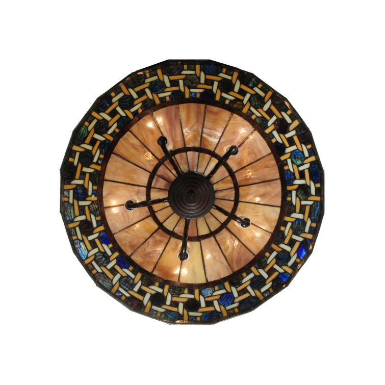 Brown Stained Glass 6-Light Pendant with Chains