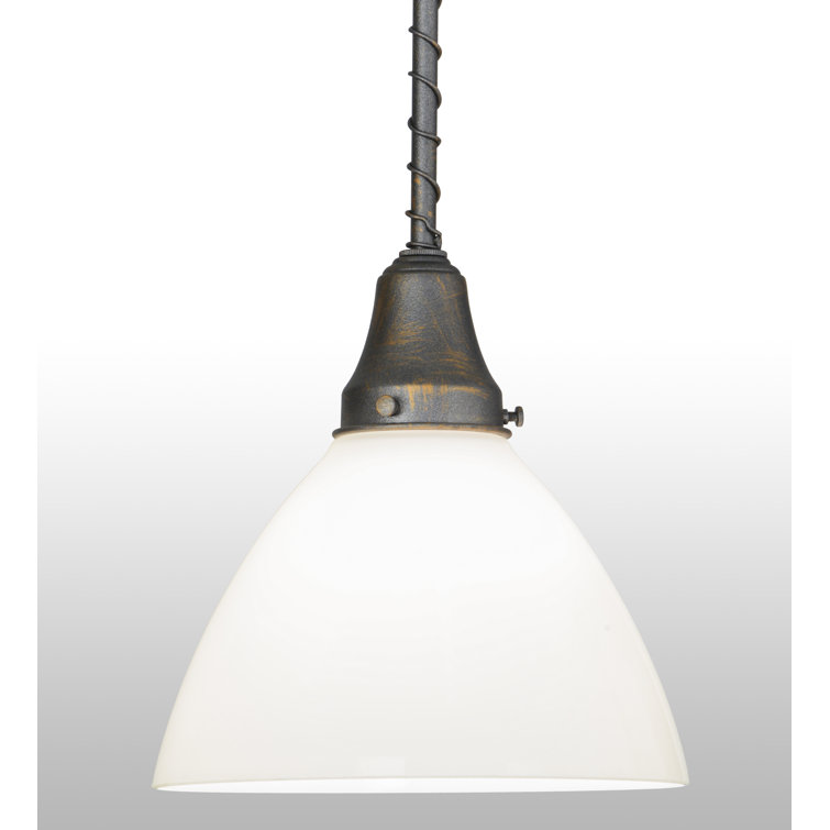Chelsea Goblet 33" French Bronze and White Opal Glass Pendant