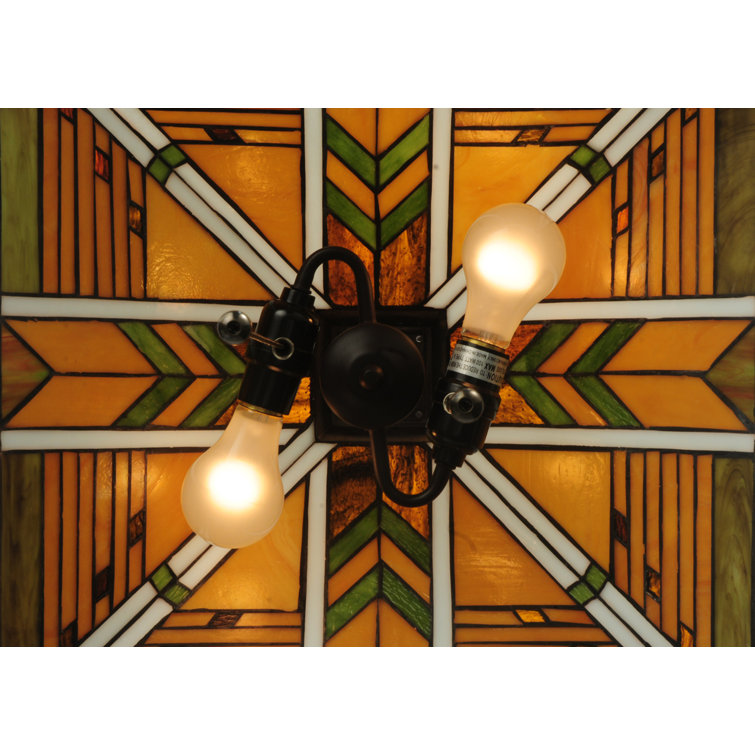 Abilene Mission-Style 2-Light Geometric Chandelier in Multicolor Glass