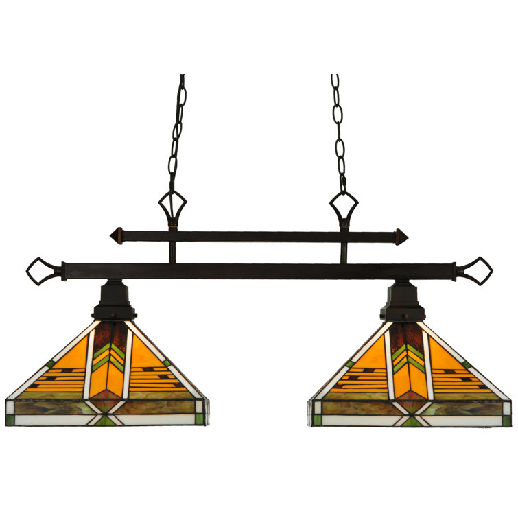 Abilene 2-Light Mahogany Bronze and Glass Island Pendant