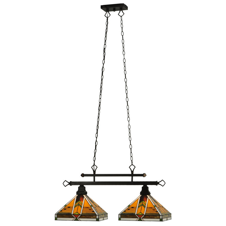 Abilene 2-Light Mahogany Bronze and Glass Island Pendant