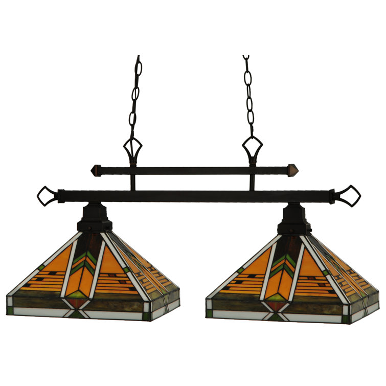 Abilene 2-Light Mahogany Bronze and Glass Island Pendant