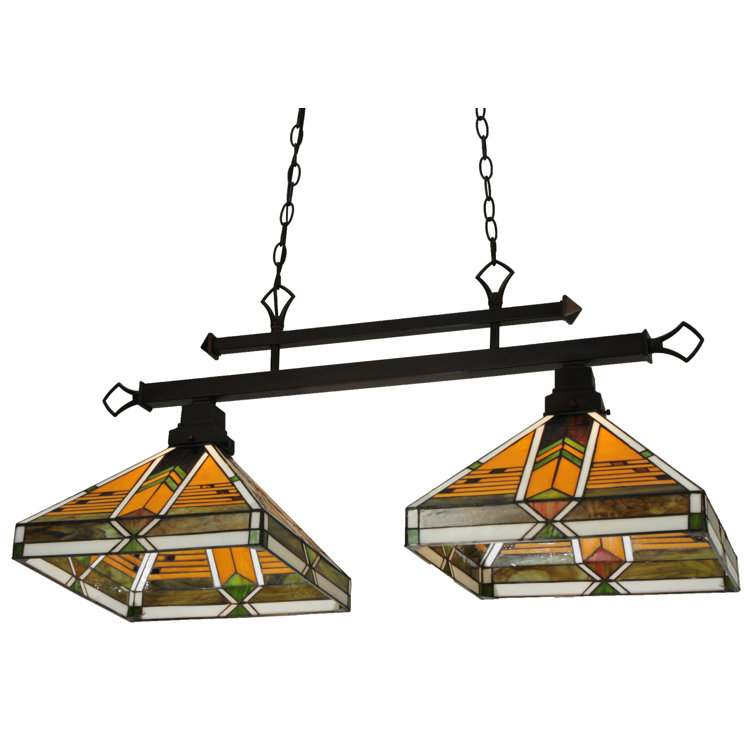 Abilene 2-Light Mahogany Bronze and Glass Island Pendant
