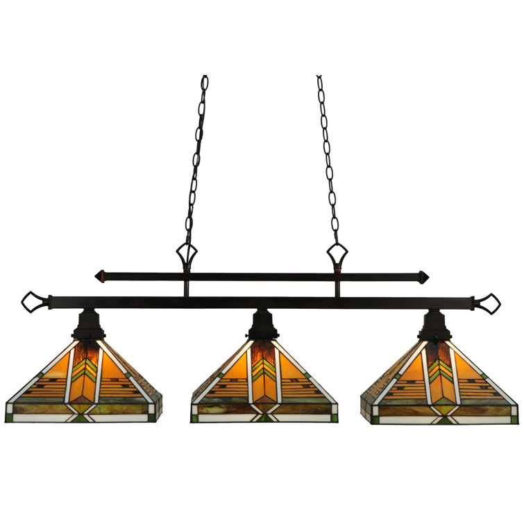 Mahogany Bronze 3-Light Glass Kitchen Island Pendant