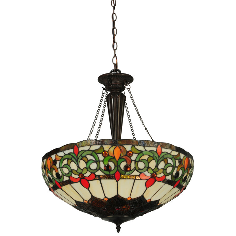 Mahogany Bronze 3-Light Creole Glass Pendant