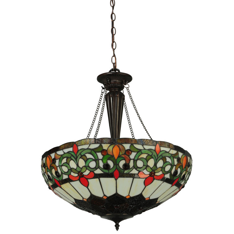 Mahogany Bronze 3-Light Creole Glass Pendant