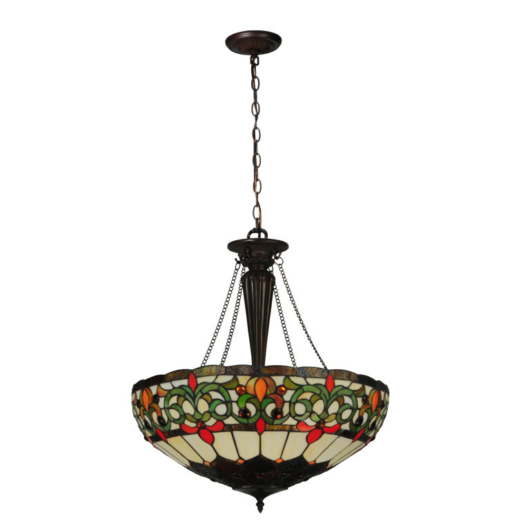 Mahogany Bronze 3-Light Creole Glass Pendant