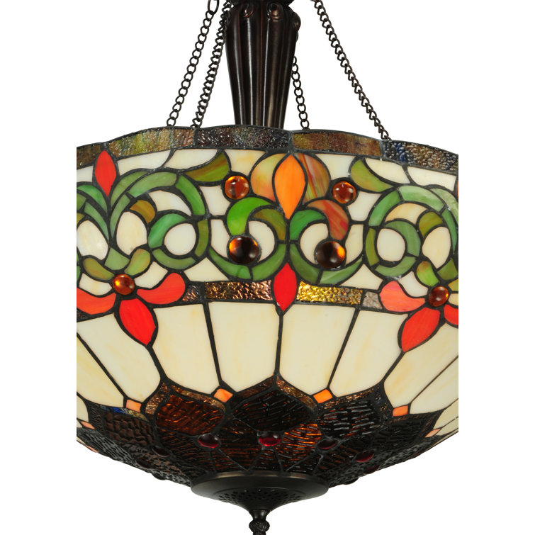 Mahogany Bronze 3-Light Creole Glass Pendant