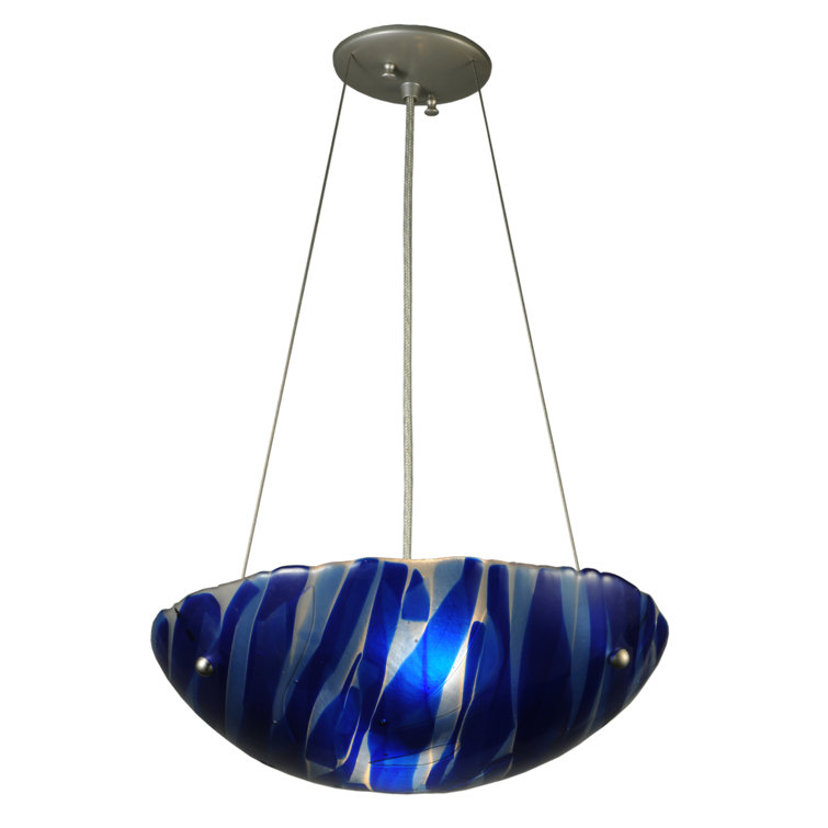 Kayme 15.75" Nickel Glass LED Bowl Pendant Light