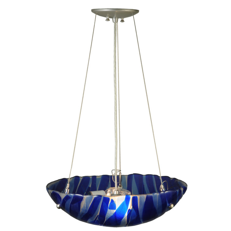 Kayme 15.75" Nickel Glass LED Bowl Pendant Light