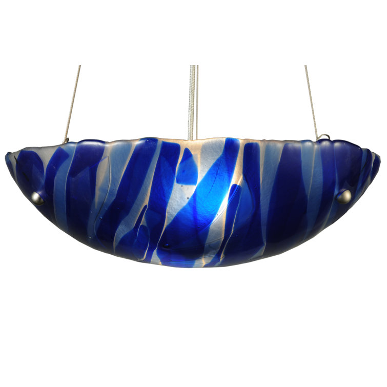 Kayme 15.75" Nickel Glass LED Bowl Pendant Light
