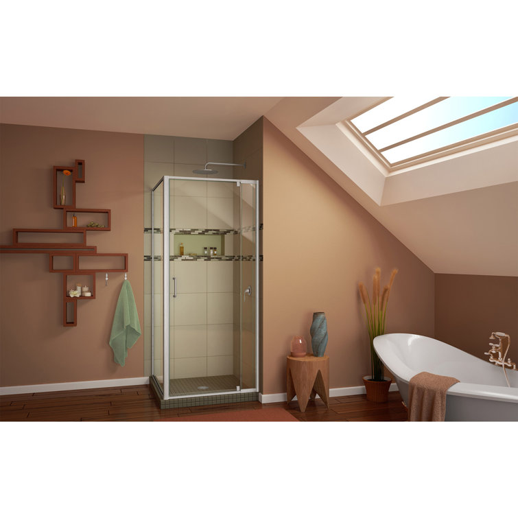 Flex 60" Brushed Nickel Frameless Pivot Shower Door with Clear Glass