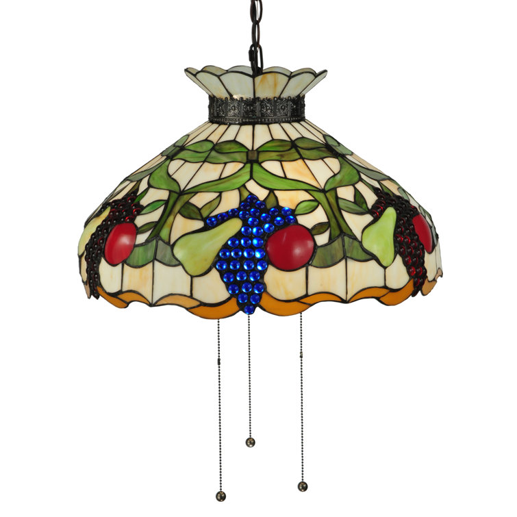 Farmhouse Brown Glass 3-Light Pendant with Fruit Design