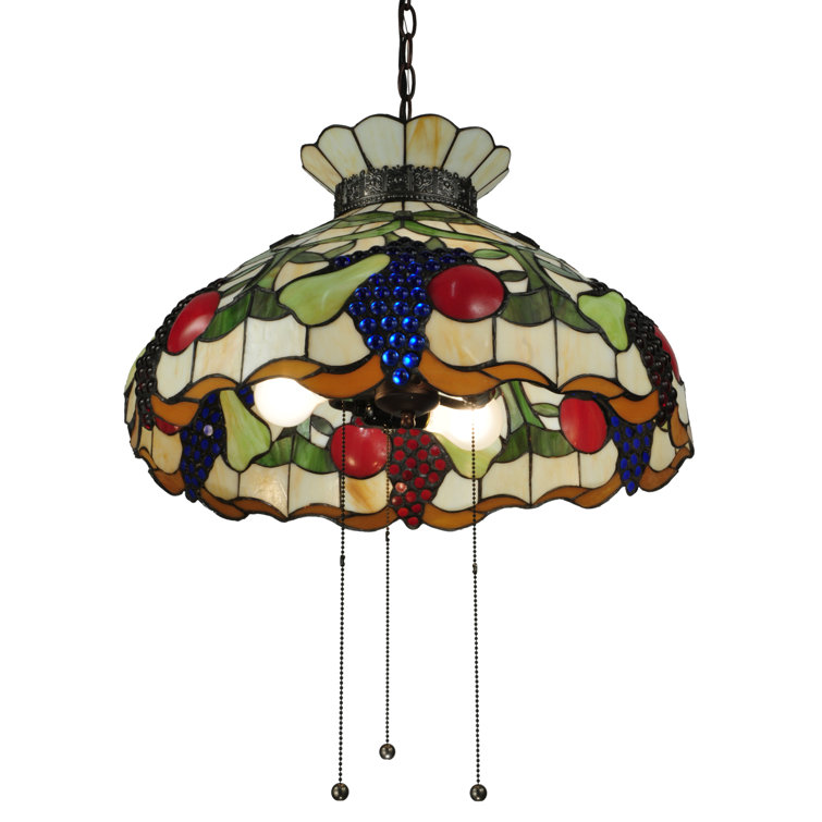 Farmhouse Brown Glass 3-Light Pendant with Fruit Design
