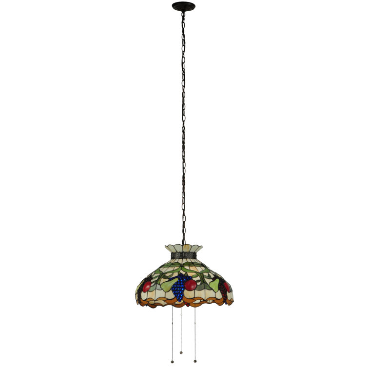 Farmhouse Brown Glass 3-Light Pendant with Fruit Design