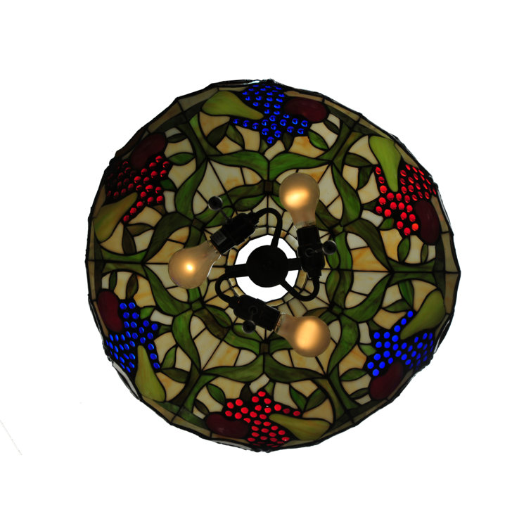 Farmhouse Brown Glass 3-Light Pendant with Fruit Design