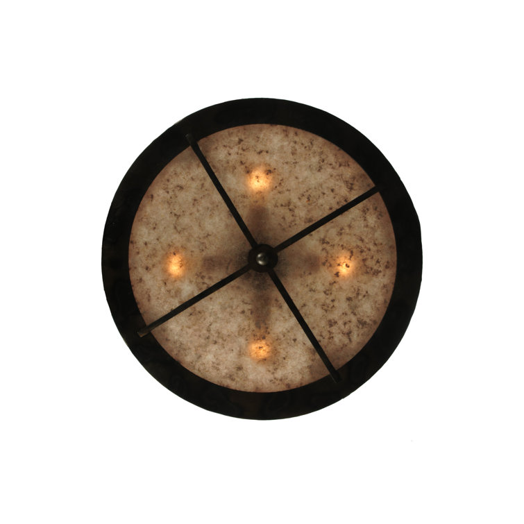 Bronze 4-Light Indoor/Outdoor Drum Chandelier with Glass Incandescent Bulbs