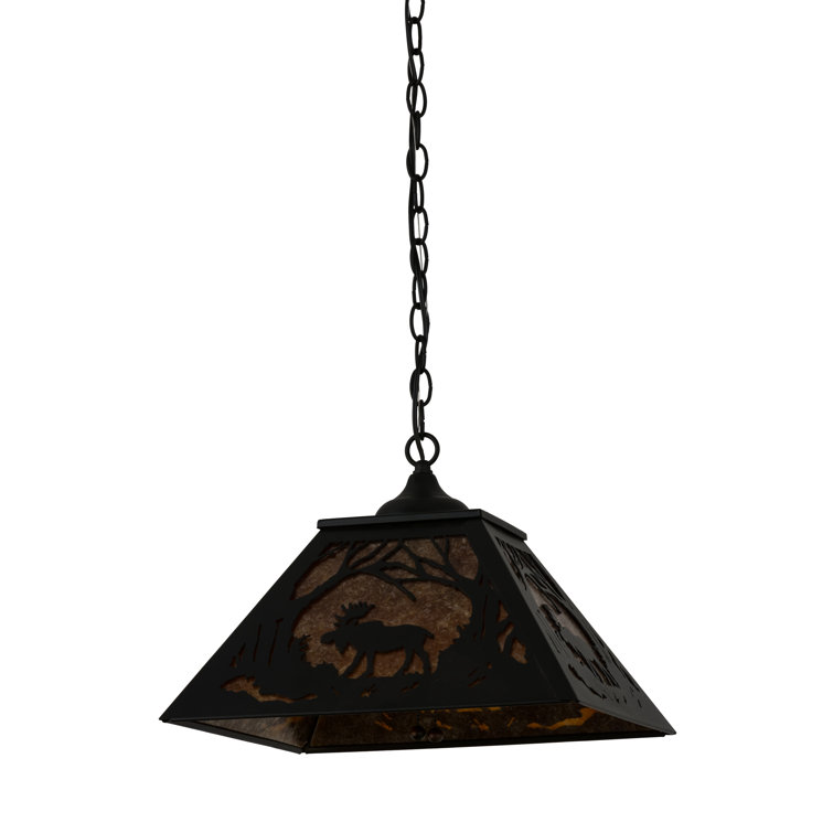 Antique Bronze Moose Design Glass Pendant Light