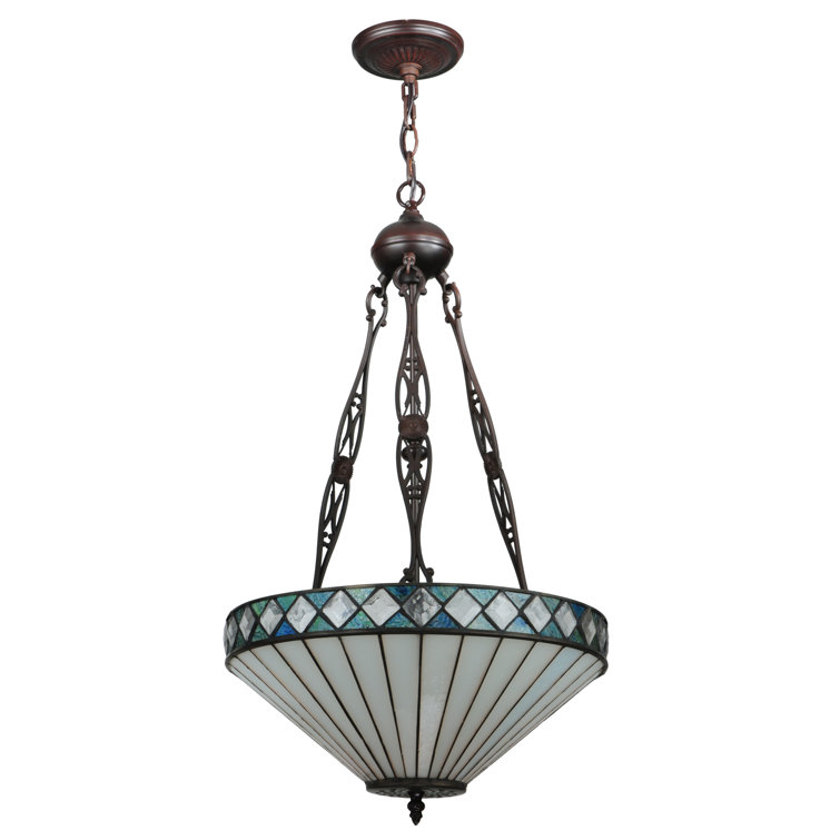Elegant Diamondring 2-Light Inverted Pendant in Mahogany Bronze