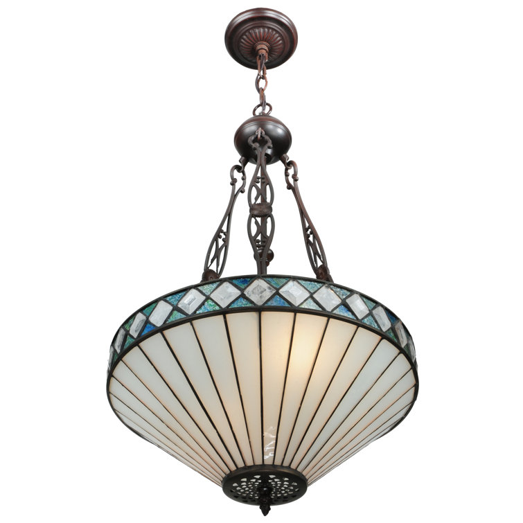 Elegant Diamondring 2-Light Inverted Pendant in Mahogany Bronze