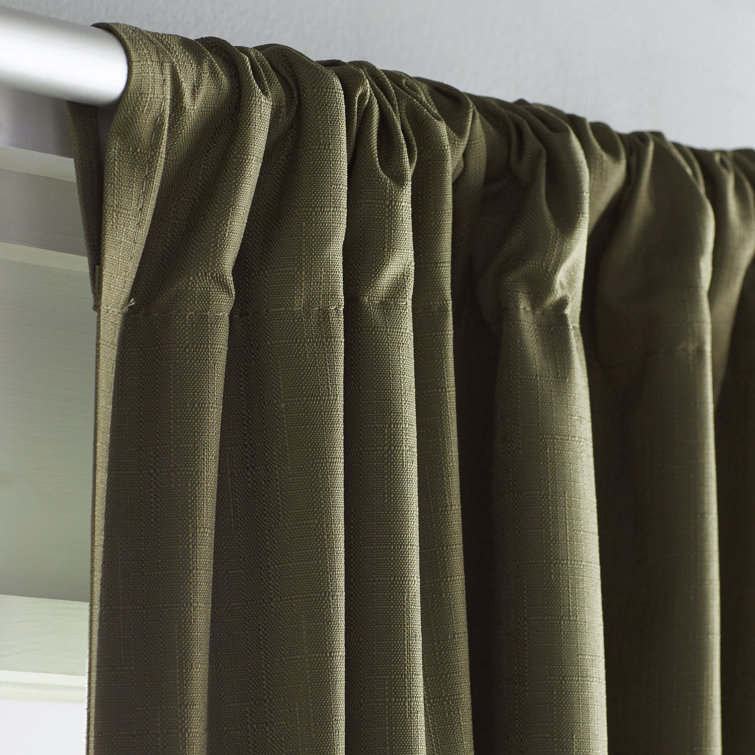 Artichoke Green Blackout Polyester Rod Pocket Curtains