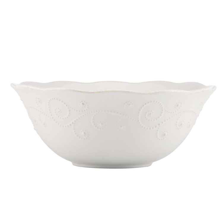 White Ceramic Scalloped Rim Serving Bowl, 12-inch