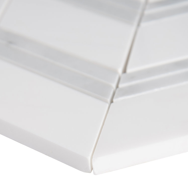 Bianco Dolomite Chevron Polished Marble Mosaic Tile