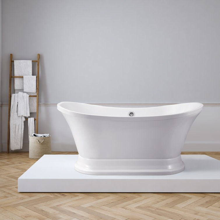 68" White Glossy Freestanding Acrylic Clawfoot Soaking Tub