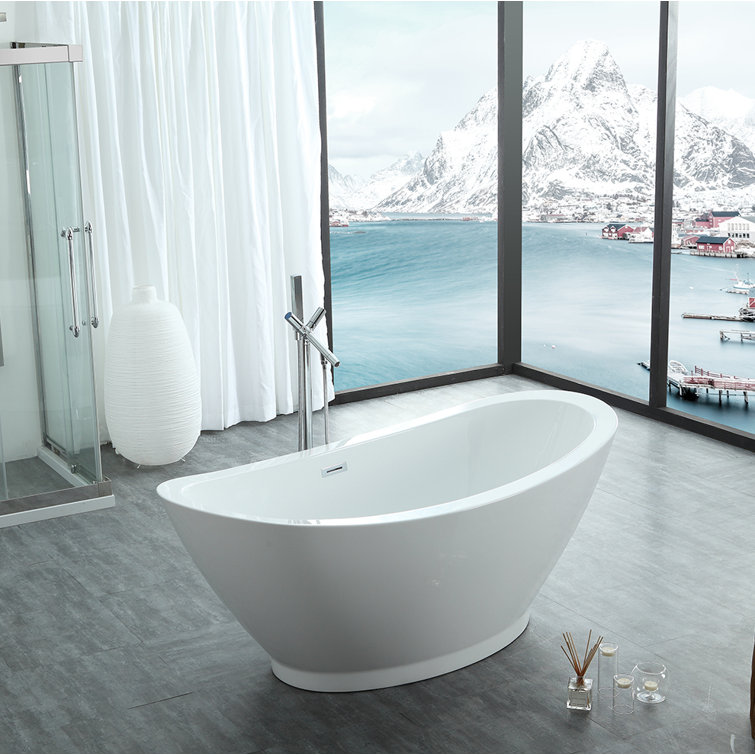 Iris 68.5'' White Acrylic Freestanding Soaking Bathtub