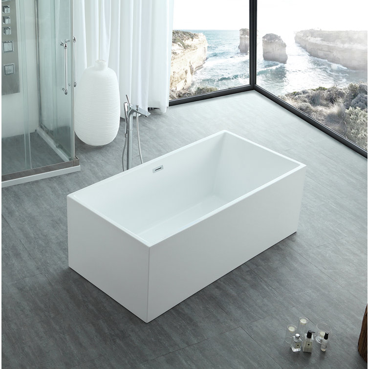 Aphrodite 59'' White Freestanding Acrylic Soaking Bathtub