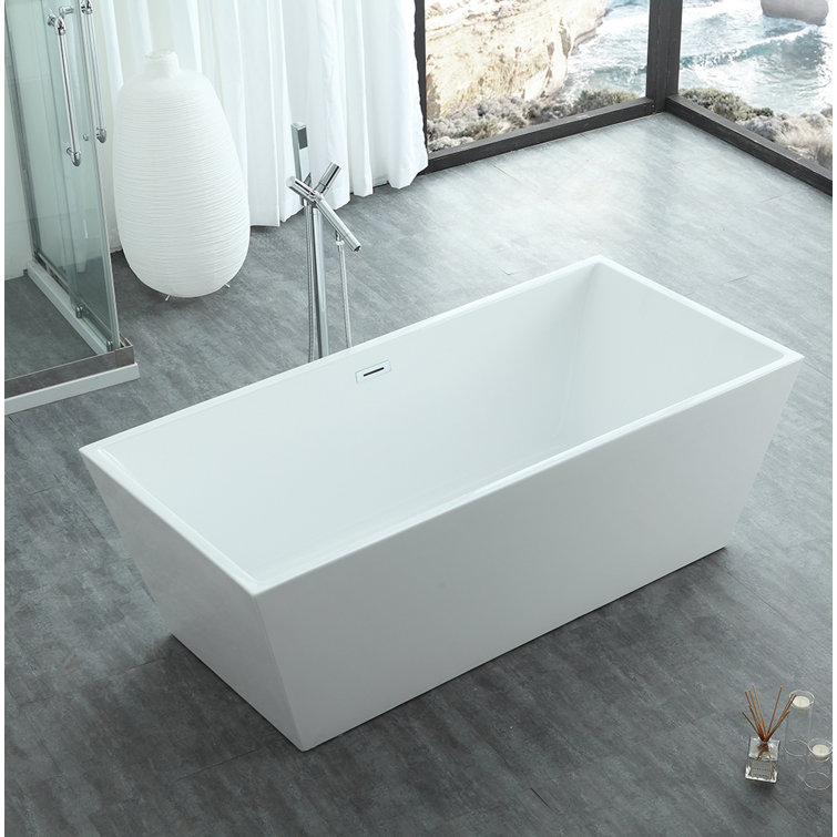 Athena 65.5" White Acrylic Freestanding Soaking Bathtub