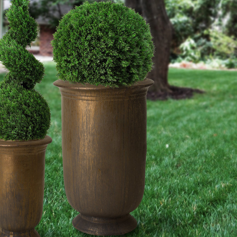 Turquoise Ceramic Urn Planter with Glossy Finish