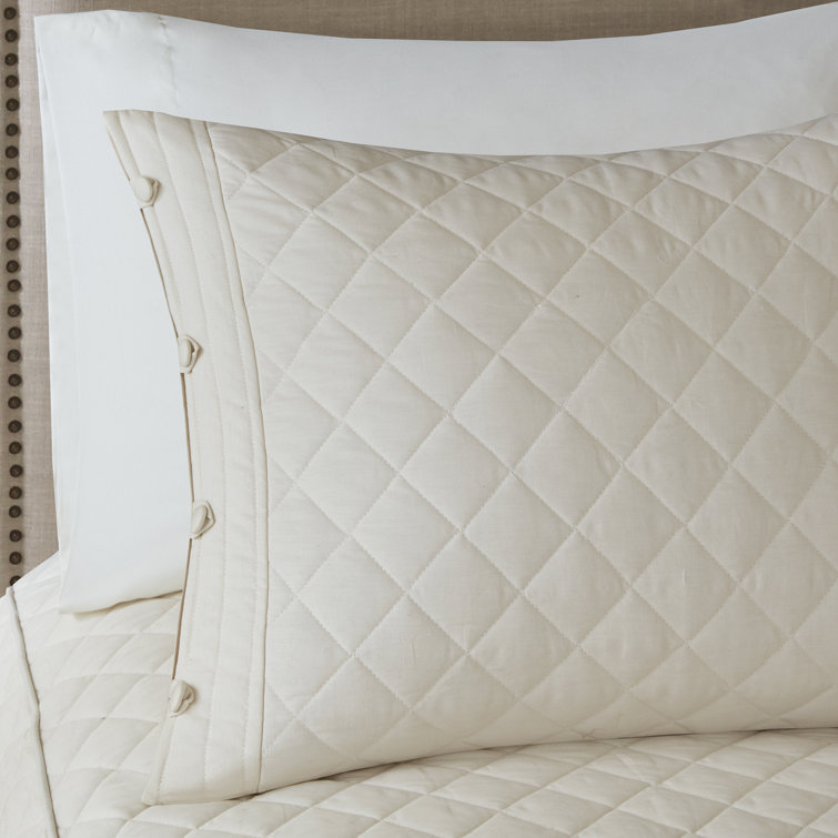 Breanna Ivory Cotton Reversible Full/Queen Quilt Set