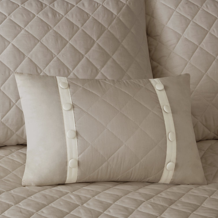 Khaki Cotton Reversible Full Bedspread Set with Shams
